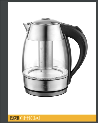 LBLB2226 - Ấm siêu tốc, ấm đun nước thủy tinh, tích hợp lõi trà, LEBENLANG dung tích 1800ml