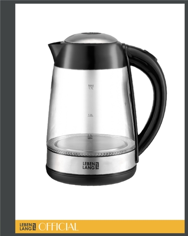 LBWE9991- Ấm siêu tốc, ấm thủy tinh LEBENLANG dung tích 1700ml