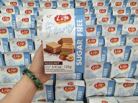 Bánh Xốp Mini Lago SUGAR FREE dành cho người tiểu đường ( vị Hazelnut (ít đắng) ) 213g