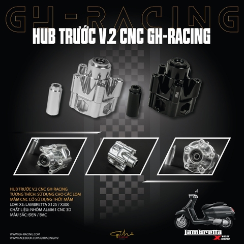 HUB CHUYỂN MÂM TRƯỚC CNC GH-RACING VER.2 - LAMBRETTA X125 / X300