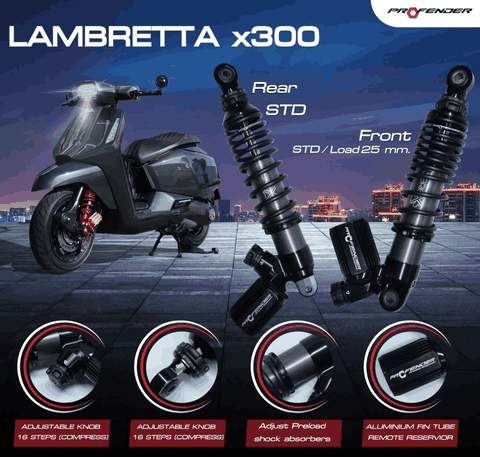 PHUỘC PROFENDER X SERIES - LAMBRETTA X300 (MÀU ĐEN)