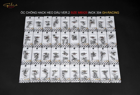ỐC CHỐNG HACK VER.2 SIZE M8X25 INOX 304 CNC GH-RACING