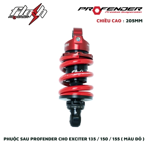 PHUỘC PROFENDER FLASH SERIES - EXCITER 135 / 150 / 155 205MM ( MÀU ĐỎ )