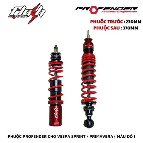 PHUỘC PROFENDER FLASH SERIES - VESPA SPRINT / PRIMAVERA 230mm/370mm (MÀU ĐỎ )