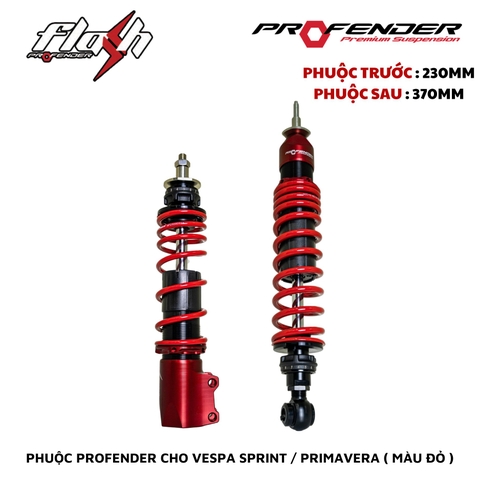 PHUỘC PROFENDER FLASH SERIES - VESPA SPRINT / PRIMAVERA 230mm/370mm (MÀU ĐỎ )