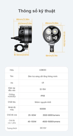 ĐÈN TRỢ SÁNG LOBOO L11 (CẶP)