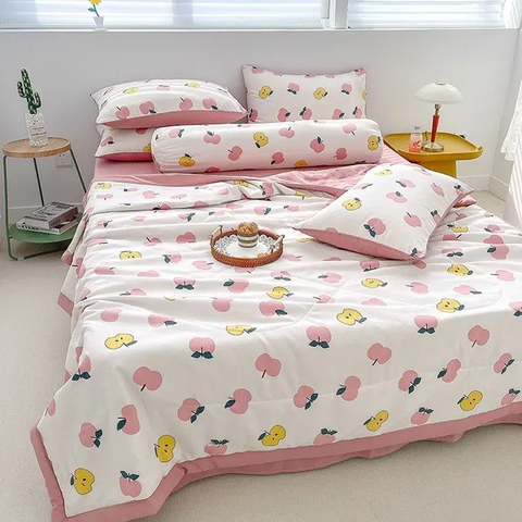Bộ chăn drap gối cotton đũi Hàn Quốc