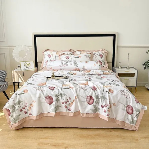 Bộ chăn drap gối lụa Thái 5 món