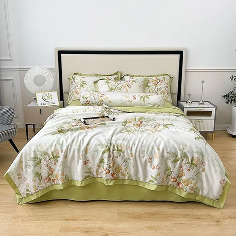 Bộ chăn drap gối lụa Thái 5 món