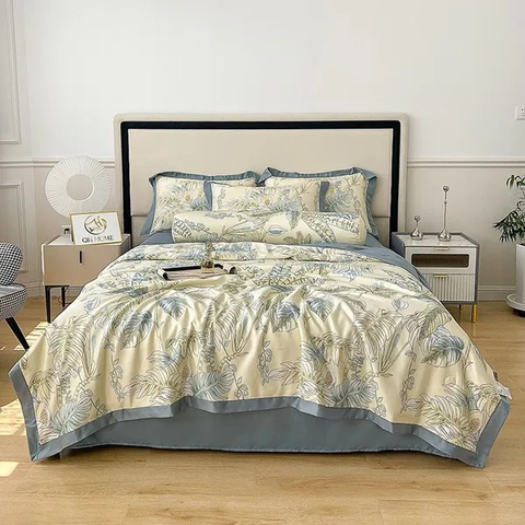 Bộ chăn drap gối lụa Thái 5 món