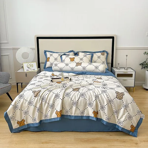 Bộ chăn drap gối lụa Thái 5 món
