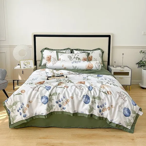 Bộ chăn drap gối lụa Thái 5 món