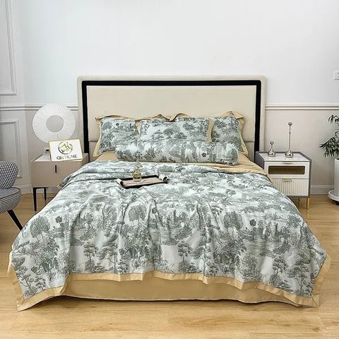 Bộ chăn drap gối lụa Thái 5 món