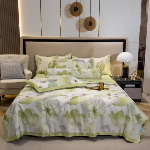 Bộ chăn drap gối lụa Thái 5 món
