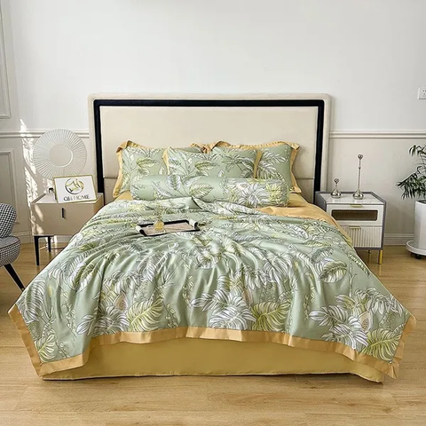 Bộ chăn drap gối lụa Thái 5 món