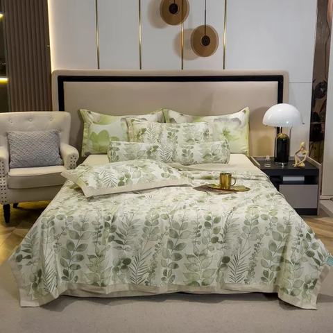 Bộ chăn drap gối lụa Thái 5 món