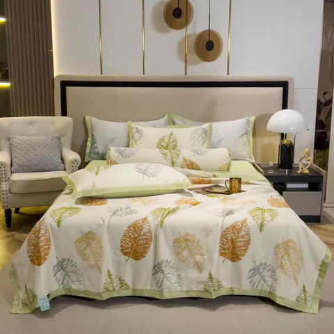Bộ chăn drap gối lụa Thái 5 món