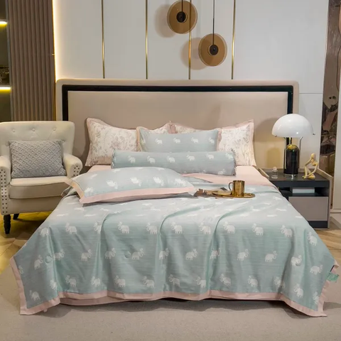 Bộ chăn drap gối lụa Thái 5 món