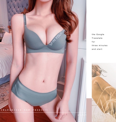 Bộ đồ lót nữ không gọng thép nâng ngực, thiết kế chữ trên áo thời trang