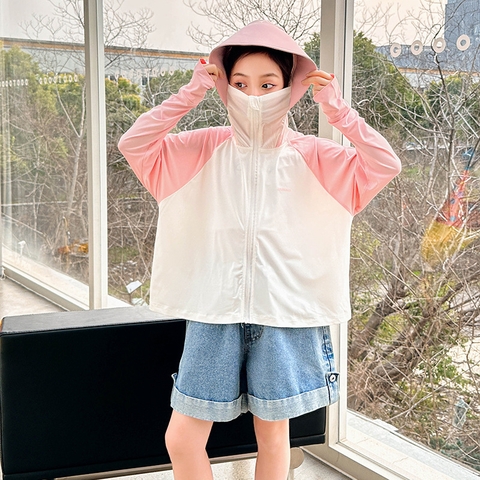 Áo khoác chống nắng kiểu dáng mỏng thoáng khí dành cho bé gái