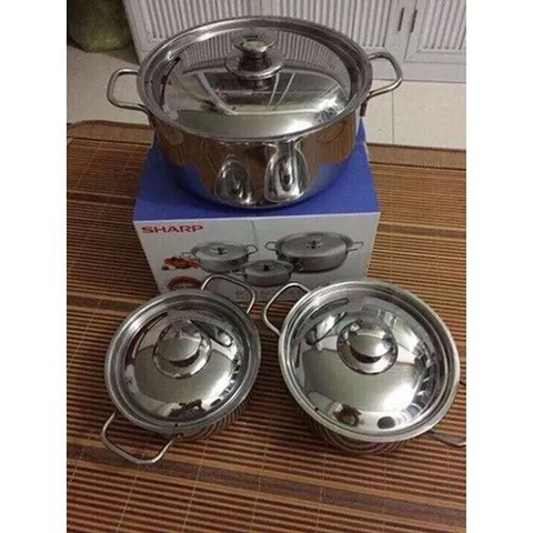 Bộ 3 nồi INOX Sharp cao cấp kích thước 16 18 24cm