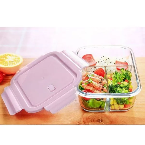 Hộp cơm thủy tinh 1000ml văn phòng 3 ngăn