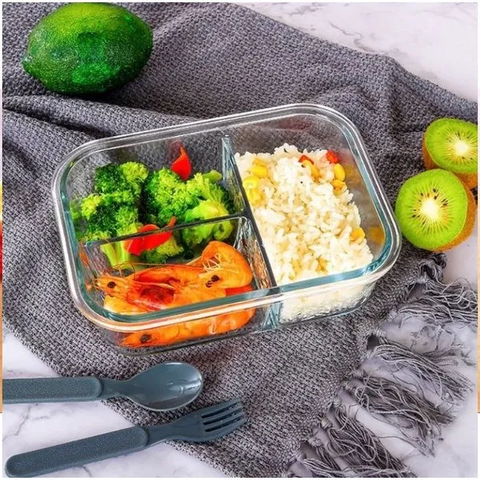 Hộp cơm thủy tinh 1000ml văn phòng 3 ngăn