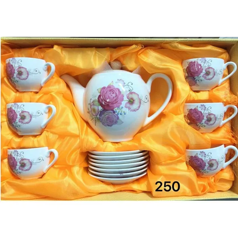 Bộ tách trà vuông gốm sứ 1 ấm + 6 tách kèm dĩa siêu đẹp