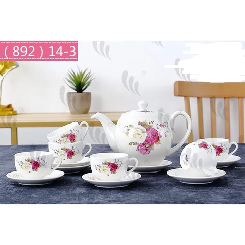 Bộ tách trà vuông gốm sứ 1 ấm + 6 tách kèm dĩa siêu đẹp