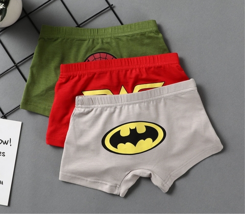 Combo 5 quần lót boxer cotton nguyên chất in hoạt hình cho bé trai từ 3-12 tuổi