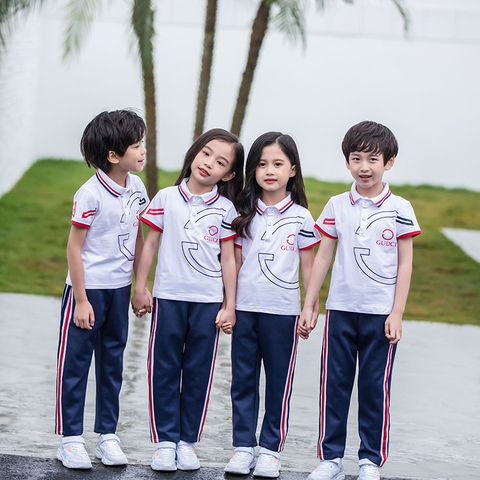Bộ đồ thể thao cotton ngắn tay cổ Polo và quần dài cho bé trai