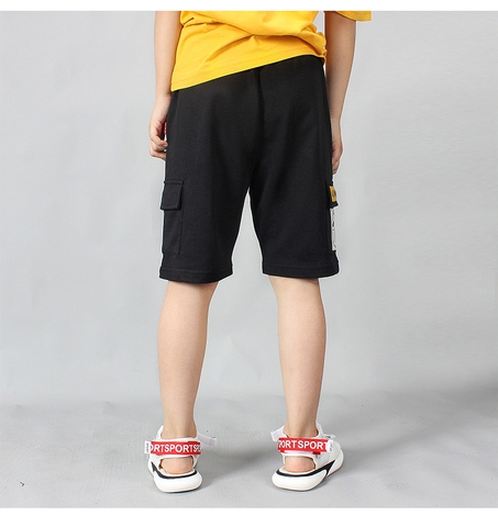 Quần short bé trai cotton thoáng khí phối túi hộp kiểu dáng thể thao