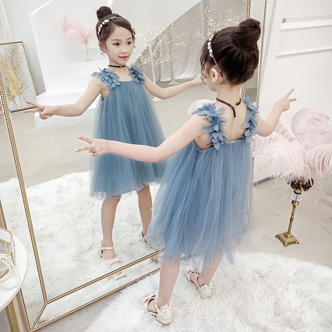 Đầm hai dây phối ren kiểu dáng công chúa ngọt ngào dành cho bé gái
