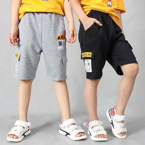 Quần short bé trai cotton thoáng khí phối túi hộp kiểu dáng thể thao