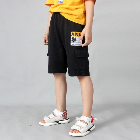 Quần short bé trai cotton thoáng khí phối túi hộp kiểu dáng thể thao
