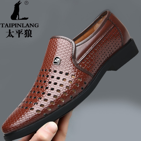 Giày da nam dệt có lỗ thoáng khí