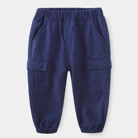 Quần kaki cotton túi hộp bo gấu cho bé trai