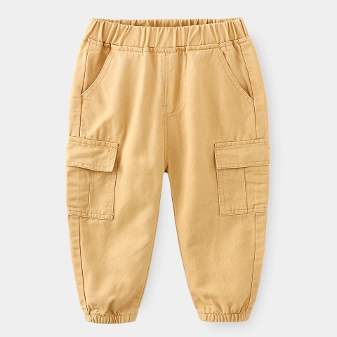 Quần kaki cotton túi hộp bo gấu cho bé trai