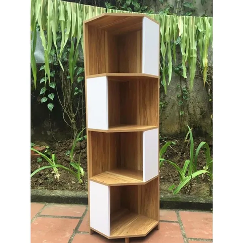 Kệ ngũ giác, kệ sách vuông 4 tầng 2 màu