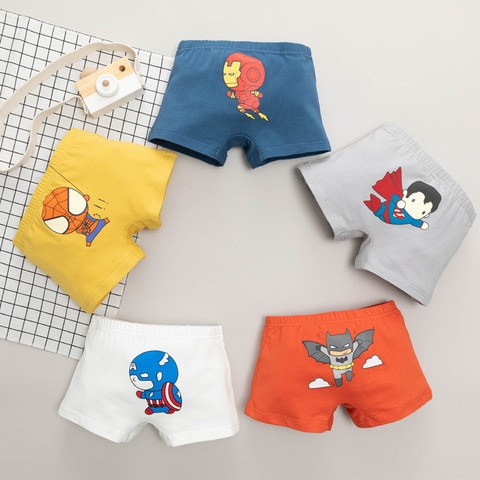 Combo 5 quần lót boxer cotton in hoạt hình mềm mại cho bé trai từ 3-12 tuổi