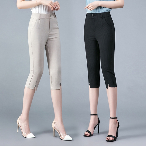 Quần lửng nữ thiết kế xẻ tà, ôm dáng thời trang, phong cách Hàn Quốc