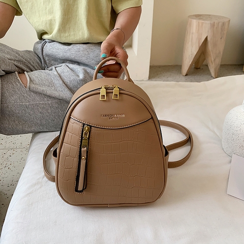 Balo thời trang bằng da PU mới họa tiết đá nhỏ, phong cách độc đáo dành cho nữ