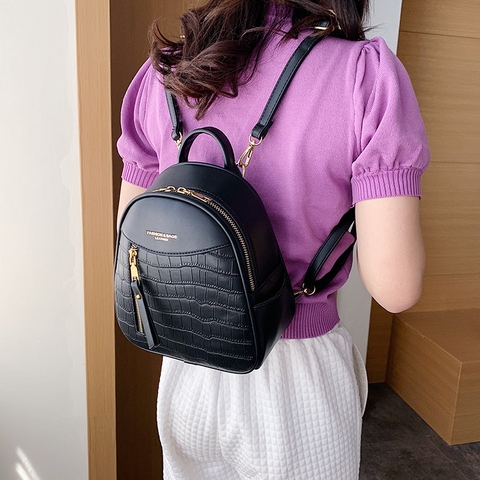 Balo thời trang bằng da PU mới họa tiết đá nhỏ, phong cách độc đáo dành cho nữ
