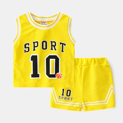 Bộ đồ thể thao ba lỗ và quần short thoáng khí cho bé trai