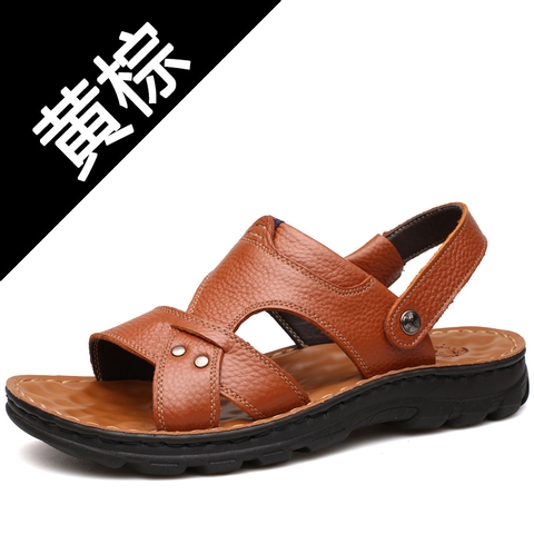 Dép sandal đế cao chất da thoáng khí dành cho nam