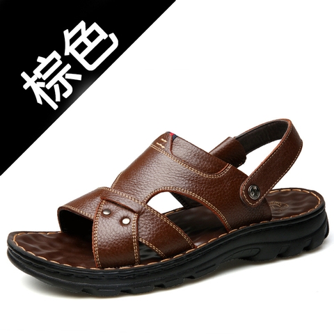 Dép sandal đế cao chất da thoáng khí dành cho nam