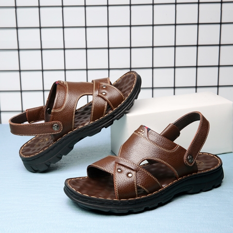 Dép sandal đế cao chất da thoáng khí dành cho nam