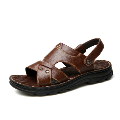 Dép sandal đế cao chất da thoáng khí dành cho nam