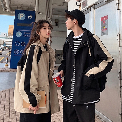 Áo khoác unisex túi hộp form rộng cài nút kiểu Hàn Quốc