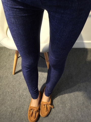 Quần legging giả denim vải co giãn vừa vặn ôm dáng, phiên bản Hàn Quốc